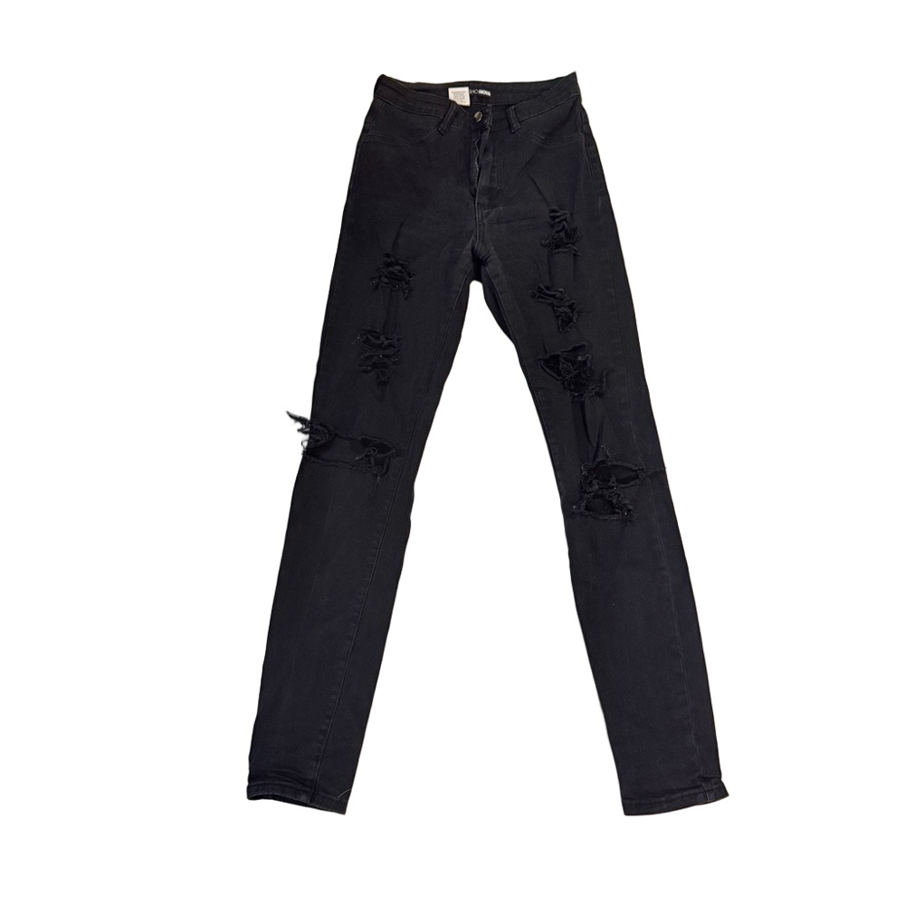 Fashion Nova Distressed Black Skinny Jeans